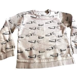 Sproet & Sprout Boys Neutral Tan Waffle Knit Printed Casual Sweatshirt size 5-6